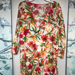 Jcrew Pink Floral Tissue Tunic Top